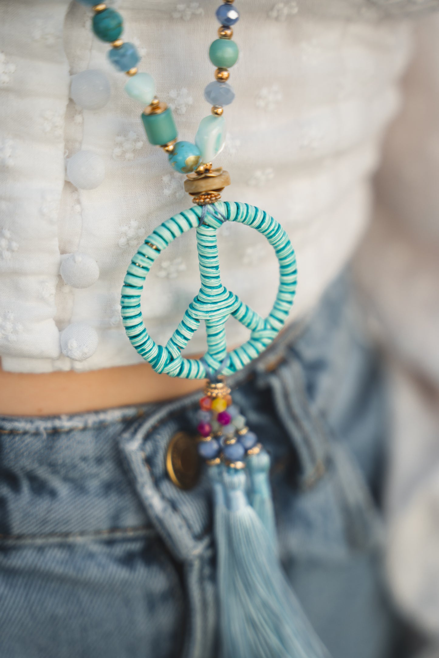 « Peace » braided long necklace