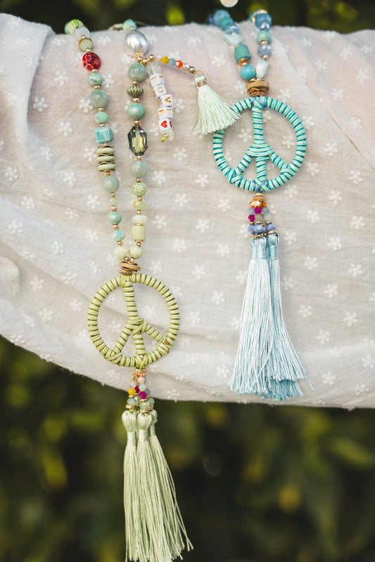 « Peace » braided long necklace